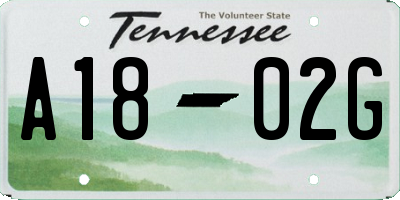 TN license plate A1802G