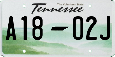 TN license plate A1802J