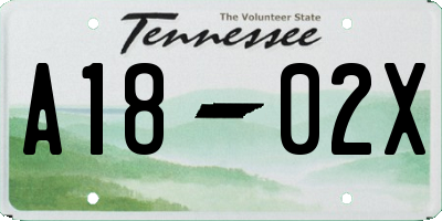 TN license plate A1802X