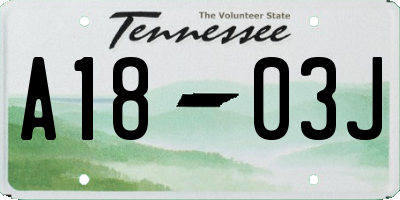 TN license plate A1803J
