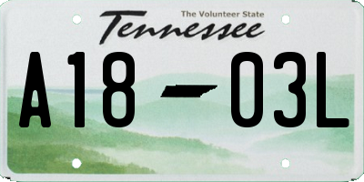 TN license plate A1803L