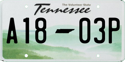 TN license plate A1803P