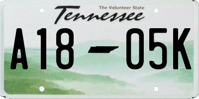 TN license plate A1805K