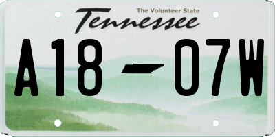 TN license plate A1807W