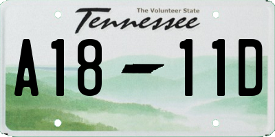 TN license plate A1811D