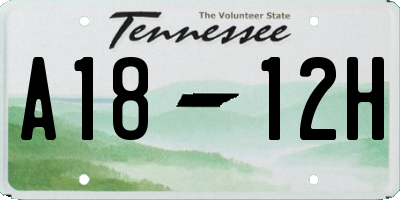 TN license plate A1812H