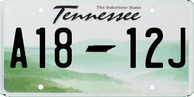 TN license plate A1812J
