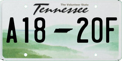 TN license plate A1820F