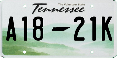 TN license plate A1821K