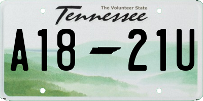 TN license plate A1821U