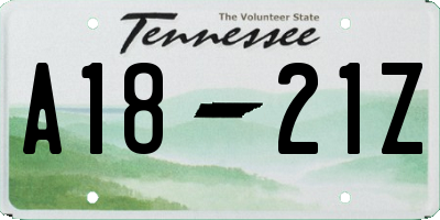 TN license plate A1821Z