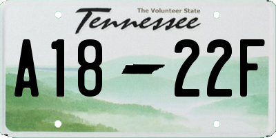 TN license plate A1822F