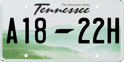 TN license plate A1822H