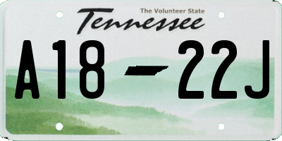 TN license plate A1822J