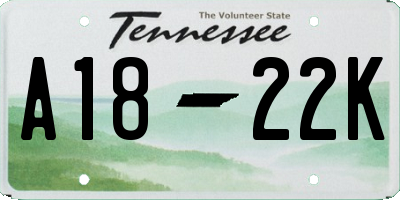 TN license plate A1822K