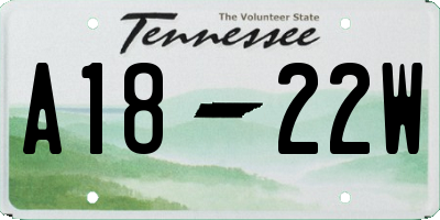 TN license plate A1822W