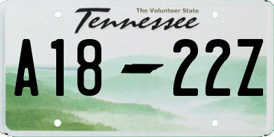 TN license plate A1822Z