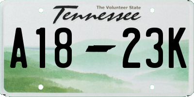 TN license plate A1823K