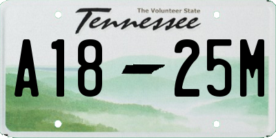 TN license plate A1825M