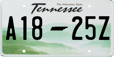 TN license plate A1825Z