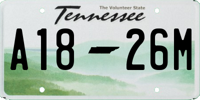 TN license plate A1826M