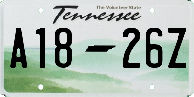 TN license plate A1826Z