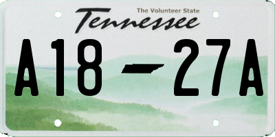 TN license plate A1827A