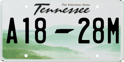 TN license plate A1828M