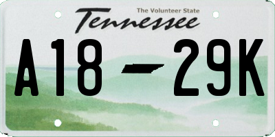 TN license plate A1829K