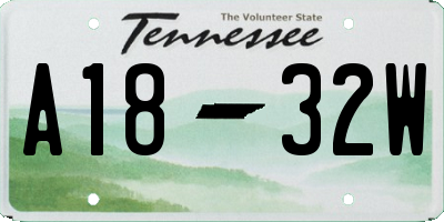 TN license plate A1832W