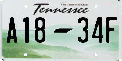 TN license plate A1834F