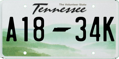 TN license plate A1834K