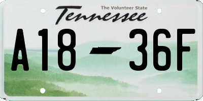 TN license plate A1836F