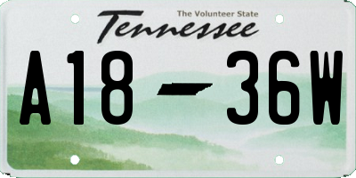 TN license plate A1836W