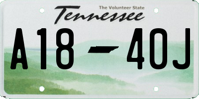 TN license plate A1840J