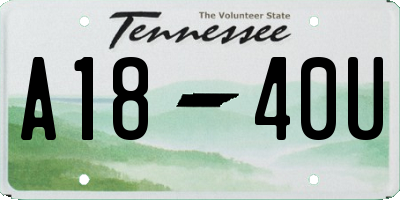TN license plate A1840U