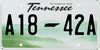 TN license plate A1842A