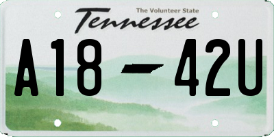 TN license plate A1842U