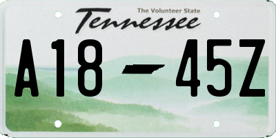 TN license plate A1845Z