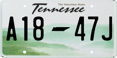 TN license plate A1847J