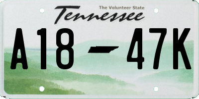 TN license plate A1847K