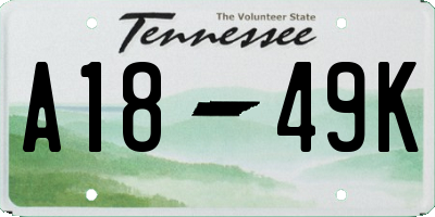 TN license plate A1849K