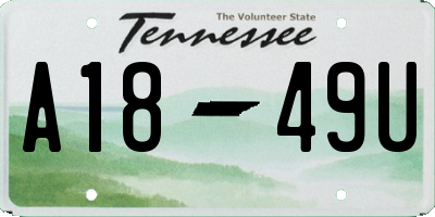 TN license plate A1849U