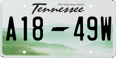 TN license plate A1849W