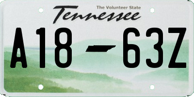 TN license plate A1863Z