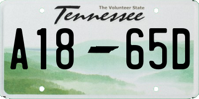 TN license plate A1865D