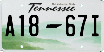 TN license plate A1867I