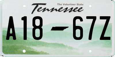 TN license plate A1867Z