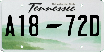 TN license plate A1872D