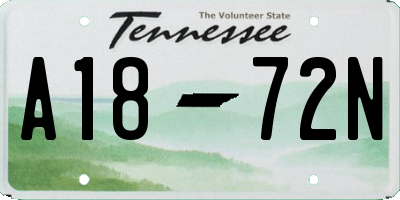 TN license plate A1872N